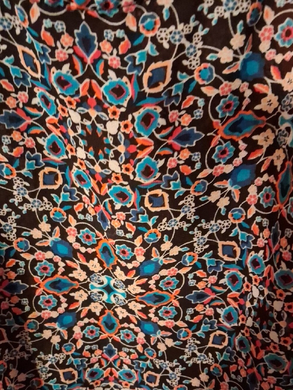 Maurices Coral Open-Knit Cardigan with Navy Patterned Tank - Picture 2 of 5